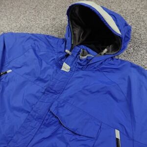 VTG GAP Jacket Mens 2XL Blue Hooded Full Zip Nylon Outdoor Windbreaker Coat Y2K